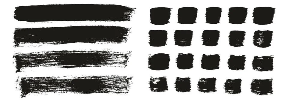Flat Paint Brush Thick Long Background &amp; Straight Lines Vector Background Set Stock Illustration