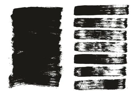 Flat Paint Brush Thick Long Background &amp; Straight Lines Vector Background Set Illustrazione stock