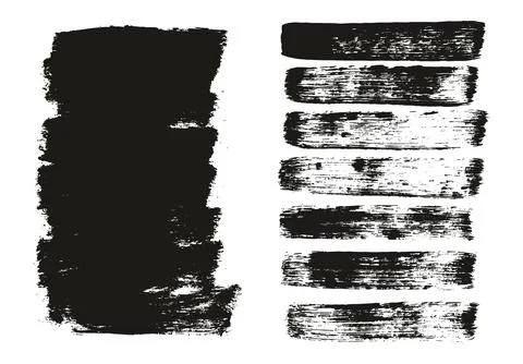 Flat Paint Brush Thick Long Background &amp; Straight Lines Vector Background Set Stock Illustration