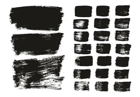 Flat Paint Brush Thick Long Background &amp; Straight Lines Vector Background Set Stock Illustration