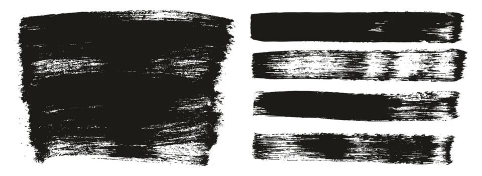 Flat Paint Brush Thick Long Background &amp; Straight Lines Vector Background Set Illustrazione stock
