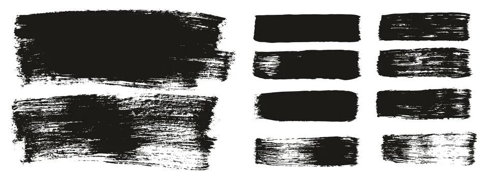 Flat Paint Brush Thick Long Background &amp; Straight Lines Vector Background Set Illustrazione stock