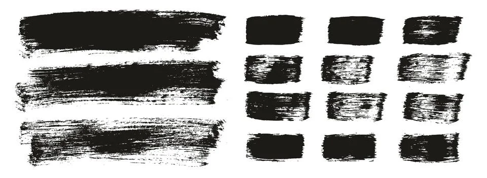 Flat Paint Brush Thick Long Background &amp; Straight Lines Vector Background Set Stock Illustration