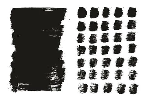Flat Paint Brush Thick Long Background &amp; Straight Lines Vector Background Set Stock Illustration