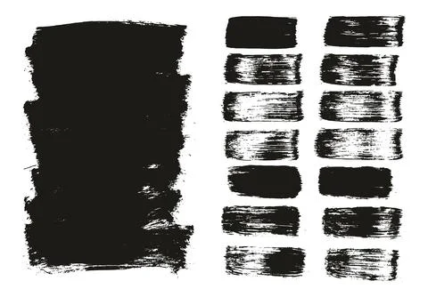 Flat Paint Brush Thick Long Background &amp; Straight Lines Vector Background Set Stock Illustration