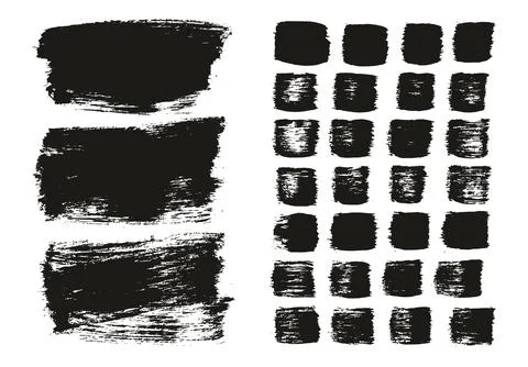 Flat Paint Brush Thick Long Background &amp; Straight Lines Vector Background Set Stock Illustration