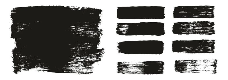 Flat Paint Brush Thick Long Background &amp; Straight Lines Vector Background Set Stock Illustration