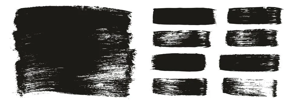 Flat Paint Brush Thick Long Background &amp; Straight Lines Vector Background Set Stock Illustration