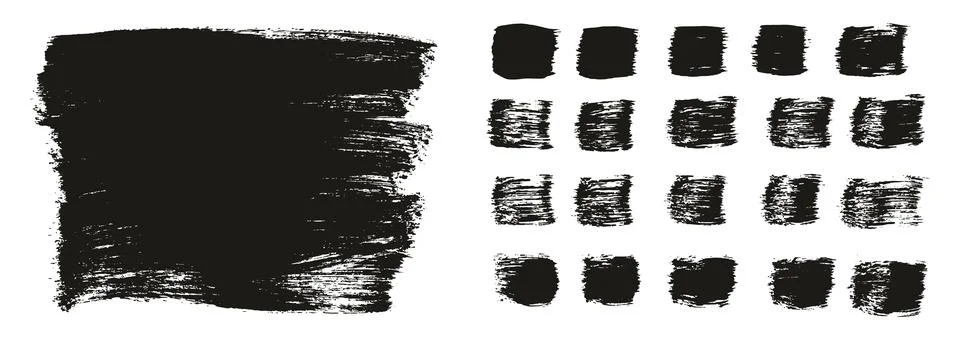 Flat Paint Brush Thick Long Background &amp; Straight Lines Vector Background Set Stock Illustration