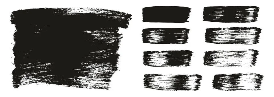 Flat Paint Brush Thick Long Background &amp; Straight Lines Vector Background Set Stock Illustration