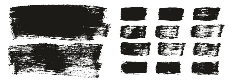 Flat Paint Brush Thick Long Background &amp; Straight Lines Vector Background Set Stock Illustration