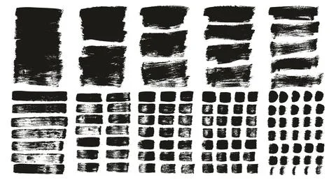 Flat Paint Brush Thick Long Background &amp; Straight Lines Vector Background Set Stock Illustration