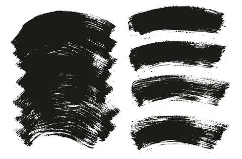 Flat Paint Brush Thick Long Curved Mix Background Abstract Vector Mix Set Stock Illustration