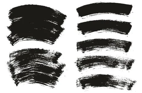 Flat Paint Brush Thick Long Curved Mix Background Abstract Vector Mix Set Illustrazione stock