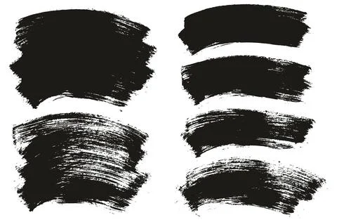 Flat Paint Brush Thick Long Curved Mix Background Abstract Vector Mix Set Illustrazione stock