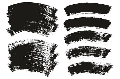 Flat Paint Brush Thick Long Curved Mix Background Abstract Vector Mix Set Illustrazione stock