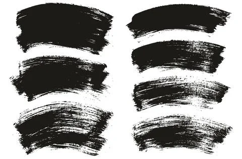 Flat Paint Brush Thick Long Curved Mix Background Abstract Vector Mix Set Stock Illustration