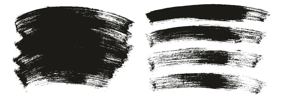 Flat Paint Brush Thick Long Curved Mix Background Abstract Vector Mix Set Stock-Illustration
