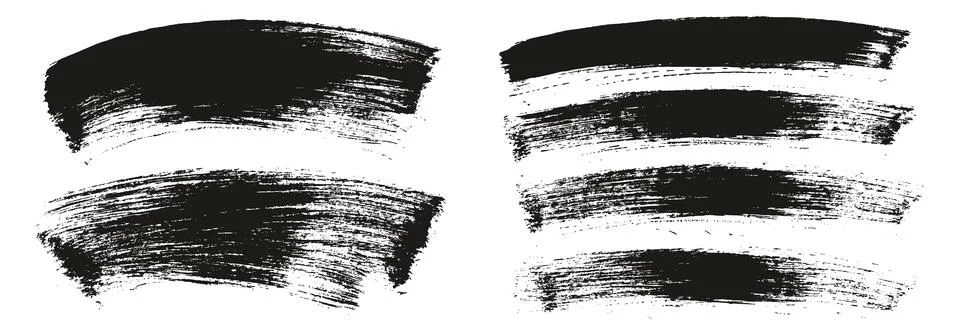 Flat Paint Brush Thick Long Curved Mix Background Abstract Vector Mix Set Stock Illustration