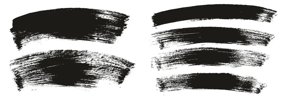 Flat Paint Brush Thick Long Curved Mix Background Abstract Vector Mix Set Stock Illustration