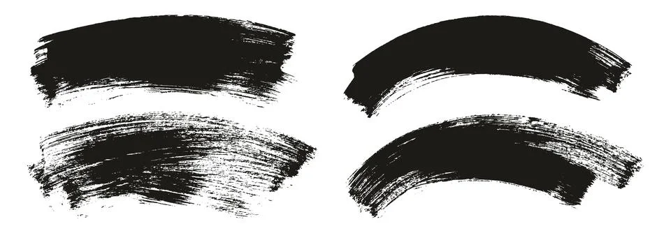 Flat Paint Brush Thick Long Curved Mix Background Abstract Vector Mix Set Stock Illustration