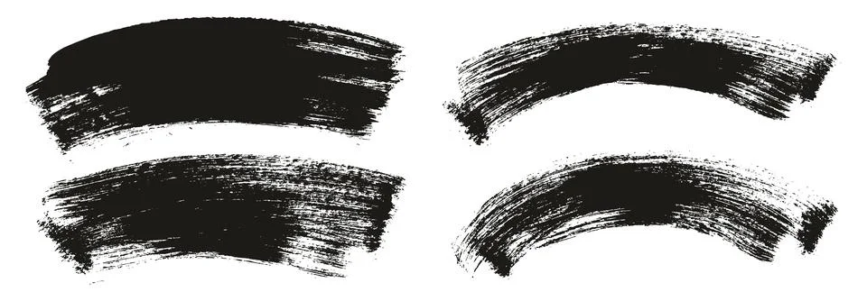 Flat Paint Brush Thick Long Curved Mix Background Abstract Vector Mix Set Stock Illustration