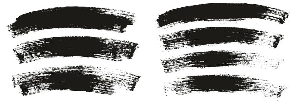 Flat Paint Brush Thick Long Curved Mix Background Abstract Vector Mix Set Illustrazione stock