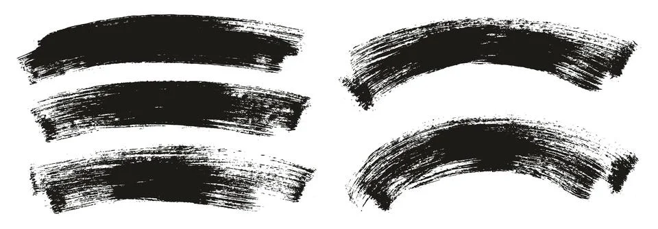 Flat Paint Brush Thick Long Curved Mix Background Abstract Vector Mix Set Stock Illustration