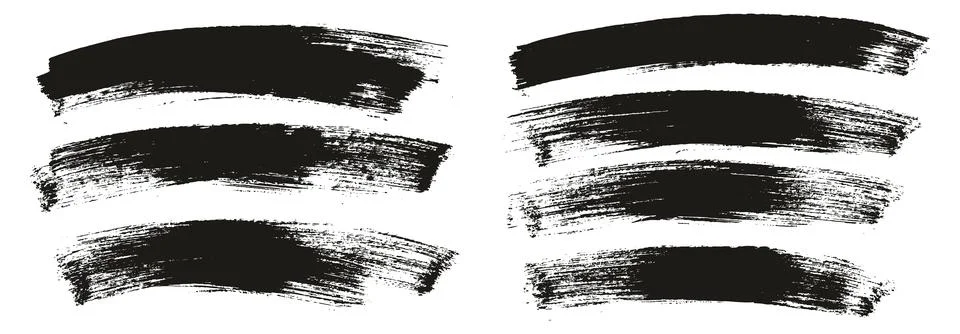 Flat Paint Brush Thick Long Curved Mix Background Abstract Vector Mix Set Stock Illustration