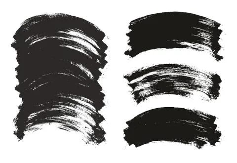 Flat Paint Brush Thin Curved Background High Detail Abstract Vector Mix Set Illustrazione stock