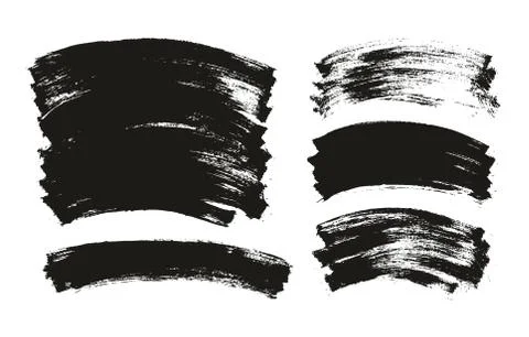 Flat Paint Brush Thin Curved Background High Detail Abstract Vector Mix Set Stock Illustration