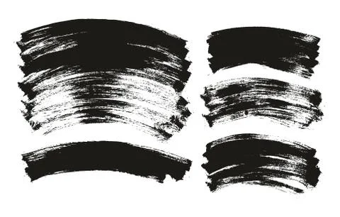 Flat Paint Brush Thin Curved Background High Detail Abstract Vector Mix Set Illustrazione stock