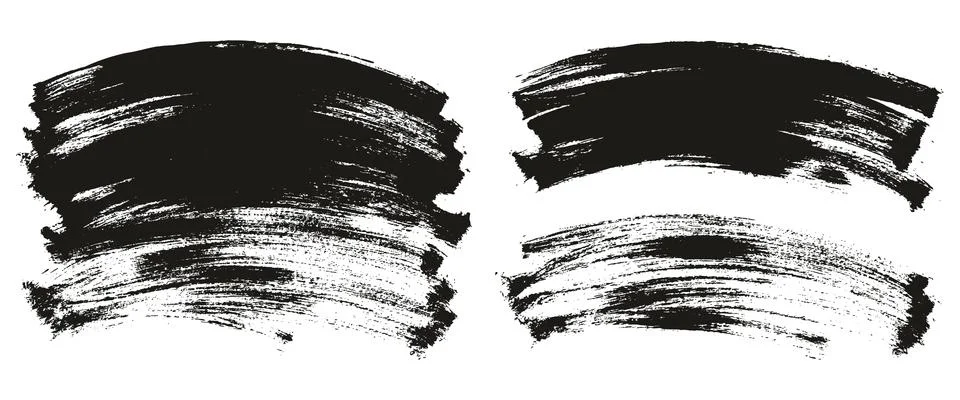 Flat Paint Brush Thin Curved Background High Detail Abstract Vector Mix Set Stock-Illustration