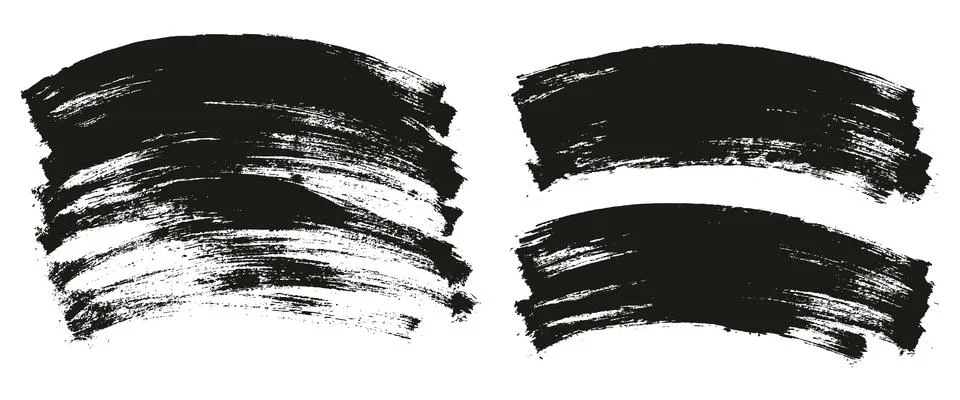 Flat Paint Brush Thin Curved Background High Detail Abstract Vector Mix Set Stock Illustration