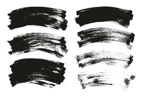 Flat Paint Brush Thin Curved Background High Detail Abstract Vector Mix Set Stock Illustration