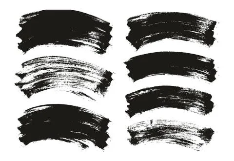 Flat Paint Brush Thin Curved Background High Detail Abstract Vector Mix Set Stock Illustration