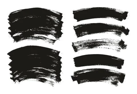 Flat Paint Brush Thin Curved Background High Detail Abstract Vector Mix Set Illustrazione stock