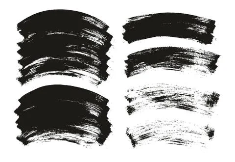 Flat Paint Brush Thin Curved Background High Detail Abstract Vector Mix Set Stock Illustration