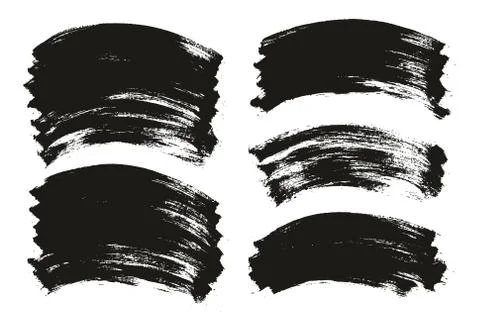 Flat Paint Brush Thin Curved Background High Detail Abstract Vector Mix Set Stock Illustration