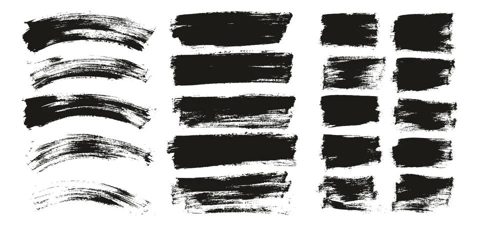 Flat Paint Brush Thin Curved &amp; Long &amp; Short Background High Detail Abstract Stock Illustration