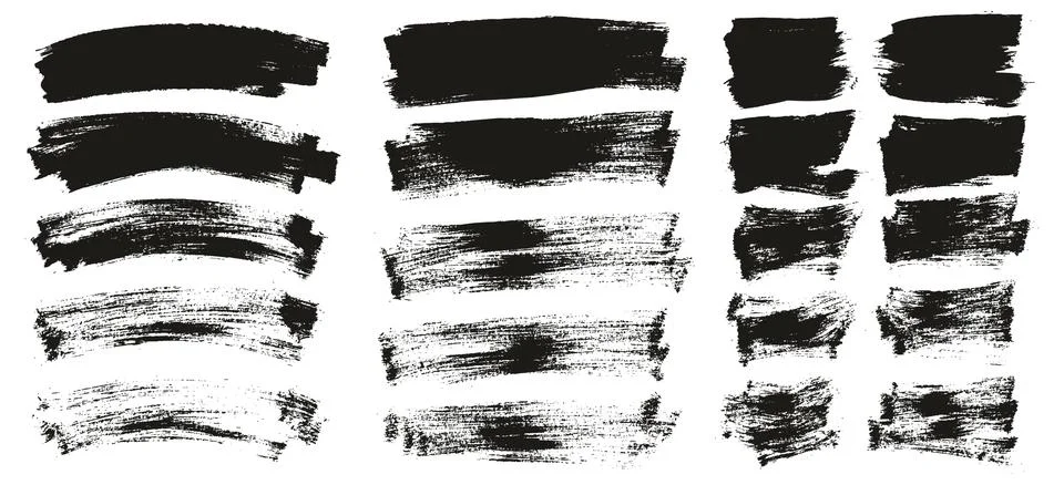 Flat Paint Brush Thin Curved &amp; Long &amp; Short Background High Detail Abstract Stock Illustration