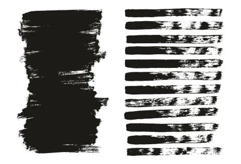 Flat Paint Brush Thin Lines &amp; Background Mix High Detail Abstract Vector Set Stockillustratie