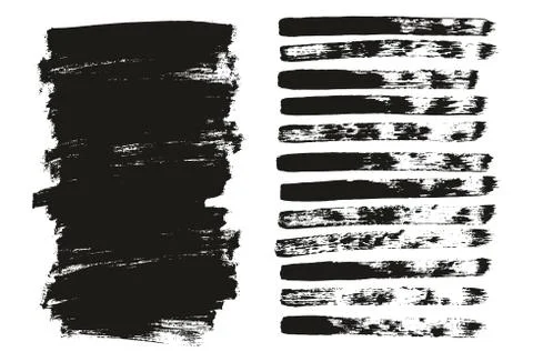 Flat Paint Brush Thin Lines &amp; Background Mix High Detail Abstract Vector Set Stock Illustration