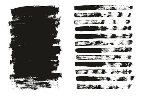 Flat Paint Brush Thin Lines &amp; Background Mix High Detail Abstract Vector Set Stockillustratie
