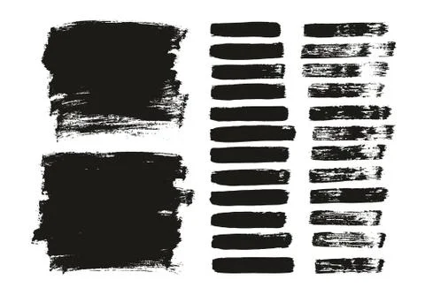 Flat Paint Brush Thin Lines &amp; Background Mix High Detail Abstract Vector Set Stock Illustration