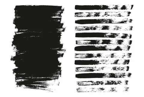 Flat Paint Brush Thin Lines &amp; Background Mix High Detail Abstract Vector Set Stockillustratie