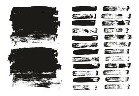 Flat Paint Brush Thin Lines &amp; Background Mix High Detail Abstract Vector Set Stock Illustration