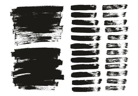 Flat Paint Brush Thin Lines &amp; Background Mix High Detail Abstract Vector Set Illustrazione stock