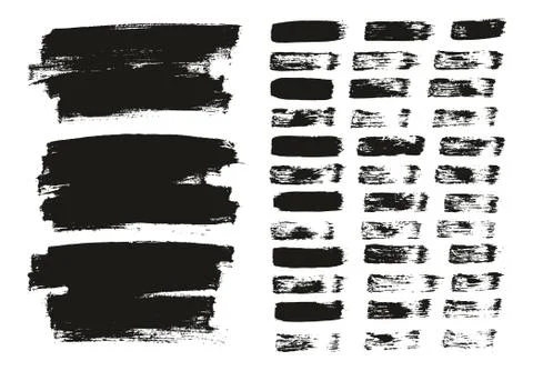 Flat Paint Brush Thin Lines &amp; Background Mix High Detail Abstract Vector Set Stock Illustration