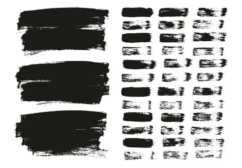 Flat Paint Brush Thin Lines &amp; Background Mix High Detail Abstract Vector Set Illustrazione stock